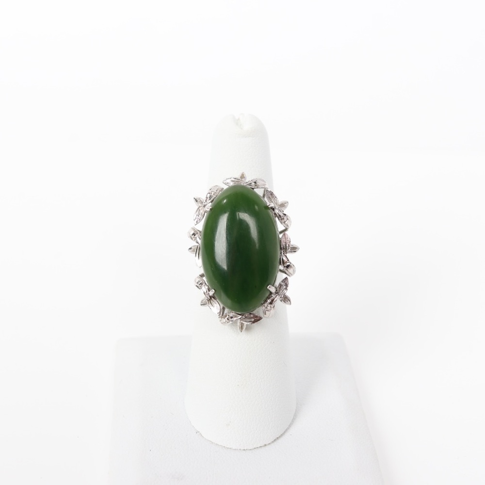 SOLD Jade & Silver Ring, Size 7